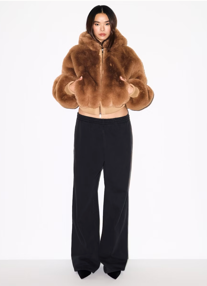 Brown Fur Zip Up Jacket